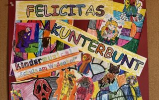 Selbst gestaltetes Plakat „Felicitas Kunterbunt“